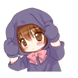 🥺 f1ee575d 애니메이션, 귀여운, 카와이, 소녀, 후드티 telegram sticker