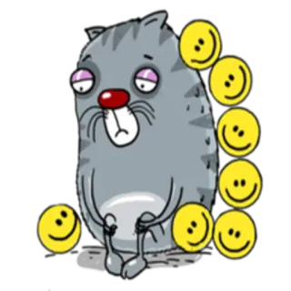 😞 0d555651 kucing, sedih, emoji, kartun, stiker, kucing abu-abu telegram sticker