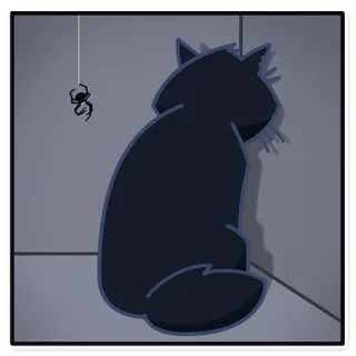 😕 7405ddf8 gato, araña, halloween, animal, mascota, silueta telegram sticker