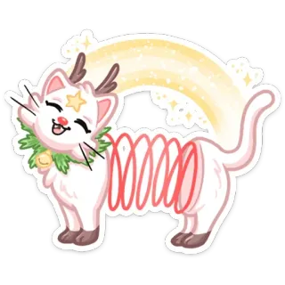 🥳 8984020a kucing, natal, imut, kartun, hewan, meriah, liburan, musim semi telegram sticker