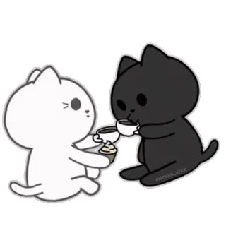☕️ fe95e831 gatto, caffè, carino, kawaii, amicizia, animali, gatto nero, gatto bianco telegram sticker