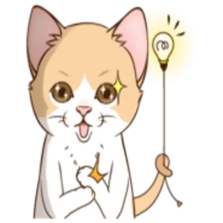 💡 ab9e683b kucing, ide, bohlam, bahagia, imut, kartun, hewan, ilustrasi telegram sticker