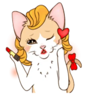 👱‍♀ f537d05d kucing, makeup, lipstik, kartun, imut, binatang, glamor telegram sticker