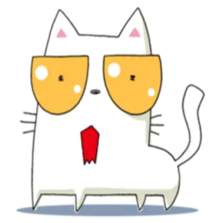😮 4a0d3c35 chat, autocollant, dessin animé, animal, blanc, lunettes telegram sticker