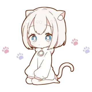 🌟 018477b4 anime, cat girl, kawaii, cute, neko, manga telegram sticker