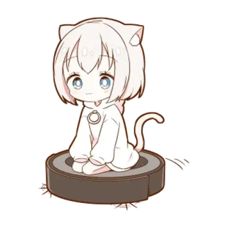 🌟 24230d64 cat girl, anime, chibi, kawaii, cute, robot vacuum, manga telegram sticker