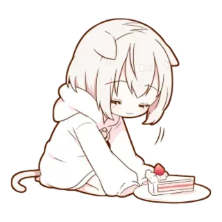 🌟 ebd632a1 anime, cat, cartoon, cake, cute, eating telegram sticker