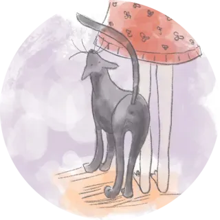 😐 fc684d50 Katze, Tier, Haustier, Mädchen, Kleid, Skizze, Zeichnung telegram sticker