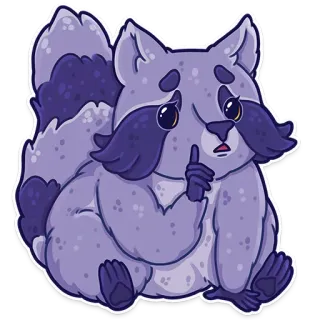 🦝 79f1007d 浣熊, 可爱, 卡通, 动物, 贴纸, 思考, 毛茸茸 whatsapp sticker