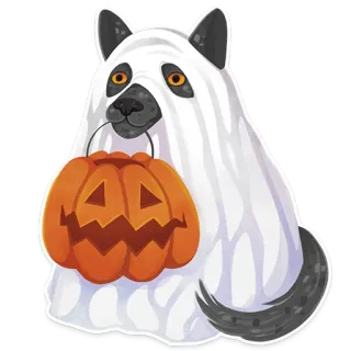 🎃 b929567b 狗, 幽灵, 万圣节, 南瓜, 服装, 动物 whatsapp sticker