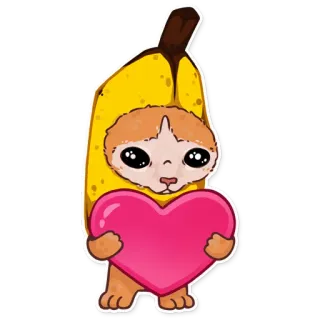 ♥️ eebba1b1 香蕉, 猫, 动物, 可爱, 爱心, 贴纸 whatsapp sticker