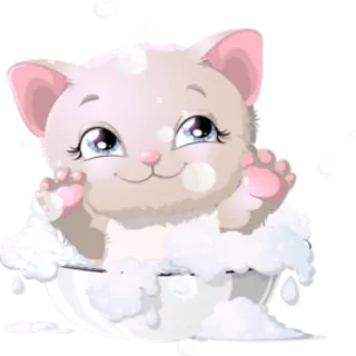 🛁 12371ba7 고양이, 새끼 고양이, 귀여운, 동물, 목욕, 비누, 만화 telegram sticker