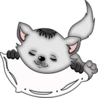 😴 6c969c9d 고양이, 새끼 고양이, 베개, 수면, 동물, 만화, 귀여운 telegram sticker