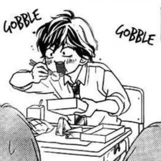 🍘 4031a493 GOBBLE GOBBLE กิน, อาหารกลางวัน, เขมือบ, อนิเมะ, มังงะ, โรงเรียน, นักเรียน telegram sticker