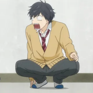 🍘 8a81f871 อนิเมะ, เด็กผู้ชาย, ตกใจ, การ์ตูน, นั่งยองๆ, ประหลาดใจ, ผู้ชาย telegram sticker