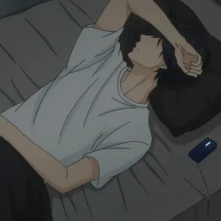 🍘 fb0e4cd7 อนิเมะ, เด็กผู้ชาย, นอน, เตียง, ผ่อนคลาย telegram sticker