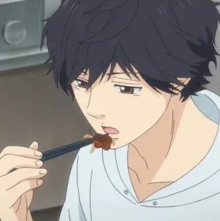 🎞 106220f5 Anime, Comiendo, Palillos, Hombre, Retrato telegram sticker