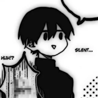 💥 19fed352 HUH!? SILENT... アニメ, カートゥーン, 吹き出し, 漫画, アート, イラスト telegram sticker