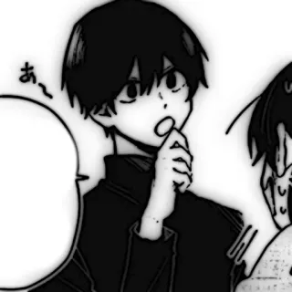 💥 352c43c2 あ〜 アニメ, マンガ, 衝撃, 少年, 考え中, 白黒 telegram sticker
