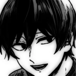 💥 734710b8 アニメ, マンガ, ポートレート, 白黒, 少年 telegram sticker