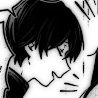 💥 fc7e896e アニメ, マンガ, 少年, ティーン, ポートレート, 白黒 telegram sticker