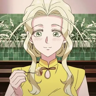 😋 356254c4 Anime, Phụ nữ, Tóc vàng, Đồ ăn, Chân dung, Ăn uống telegram sticker