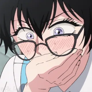 🫢 b420d445 Anime, Phụ nữ, Sốc, Kính, Đỏ mặt, Mặt, Biểu cảm telegram sticker