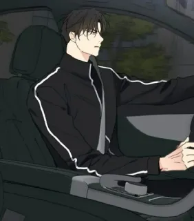 😡 149b947b 男人, 汽车, 驾驶, 艺术作品, 插图, 动漫风格 telegram sticker