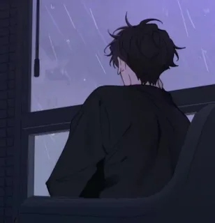 😶 1a2da1e8 动漫, 雨, 悲伤, 窗, 孤独, 沉思, 忧郁 telegram sticker