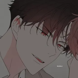 😏 d968e9b4 windblord 动漫, 男人, 眼睛, 深色头发, 肖像, 卡通 telegram sticker