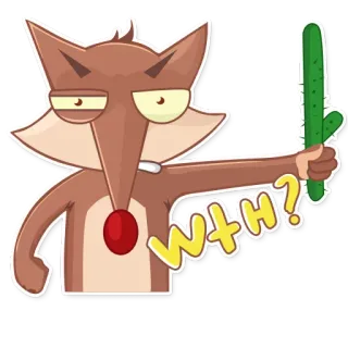 😤 33a3841e WTH? vos, cartoon, cactus, vraag, wat, geschrokken, verward telegram sticker