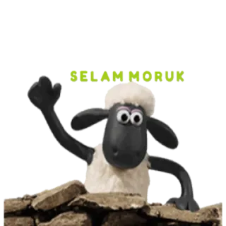 👋 f8d30fc3 Shaun the Sheep SELAM MORUK 绵羊, 卡通, 黏土动画, 问候, 挥手, 动物 telegram sticker