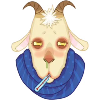 🤒 17fe5be2 capra, malato, termometro, animale, cartone animato, malattia, raffreddore, influenza telegram sticker
