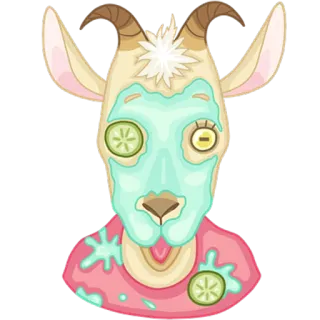 😳 2ddc9d3b capra, bellezza, spa, cetriolo, trattamento viso, animale, divertente, carino telegram sticker