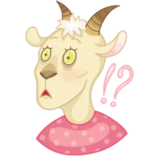 😧 72a21708 capra, animale, cartone animato, adesivo, sorpresa, domanda, rosa telegram sticker
