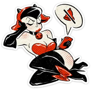 ⭐ 8f498c3f мультфильм, женщина, телефон, ретро, пин-ап, винтаж, искусство, иллюстрация whatsapp sticker