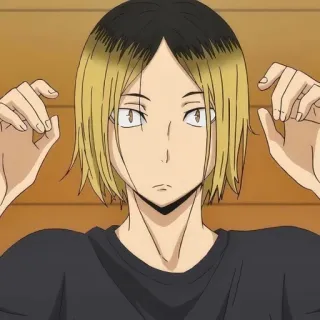 😑 5537232b Kenma Kozume Haikyuu!! Kenma Kozume, Haikyuu!!, anime, manga, character, blond hair telegram sticker