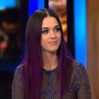 😐 09840363 wanita, potret, selebriti, gaya rambut, rambut ungu, mode telegram sticker