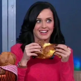 😹 f2540362 Katy Perry wanita, selebriti, makanan, makan telegram sticker