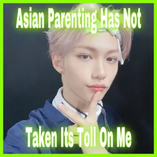 😆 5dcbbc37 Felix Asian Parenting Has Not Taken Its Toll On Me Felix, Kpop, Azjatyckie rodzicielstwo, Humor, Meme telegram sticker