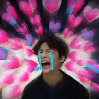 😘 59ae4355 kpop, idol, chorando, corações, amor, meme telegram sticker