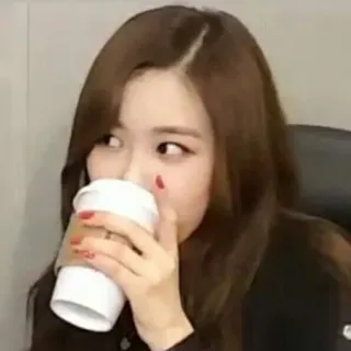 😏 982010c2 wanita, minum, kopi, potret, minuman, gadis telegram sticker