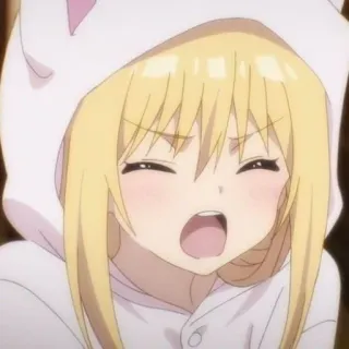 💘 a3054821 anime, girl, blonde, yawning, cute, cat ears telegram sticker