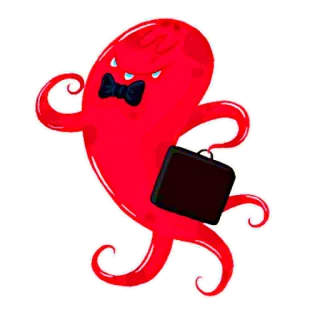 💼 0c5f4532 문어, 나비넥타이, 비즈니스, 빨간색, 케이스 telegram sticker