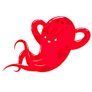 🐙 160a3ced 빨간 방울, 만화 캐릭터, 괴물, 귀여운, 웃긴, 애니메이션 telegram sticker