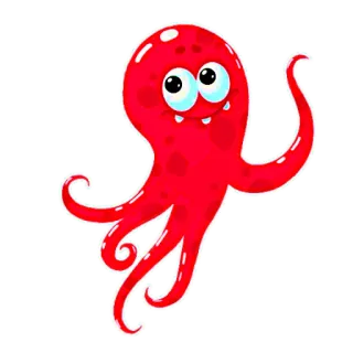 🐙 20bb7d44 문어, 빨간색, 만화, 괴물, 바다 생물, 귀여운 telegram sticker