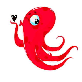 😘 3f0fb658 문어, 만화, 빨간색, 하트, 귀여운, 동물, 바다 생물 telegram sticker