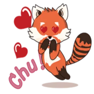 💋 4cb49e8a chu!! 레서판다, 동물, 하트, 귀여운, Chu, 사랑, 스티커 telegram sticker
