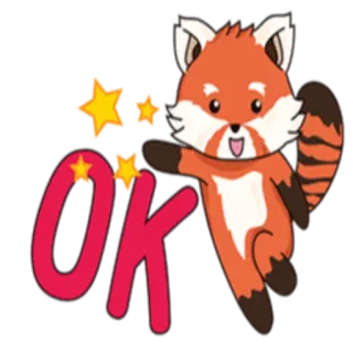 👌 5235a136 OK 레서판다, OK, 별, 귀여운, 동물, 승인, 스티커 telegram sticker