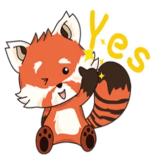 😌 52c42117 yes 레서판다, 네, 스티커, 동물, 귀여운, 포유류 telegram sticker